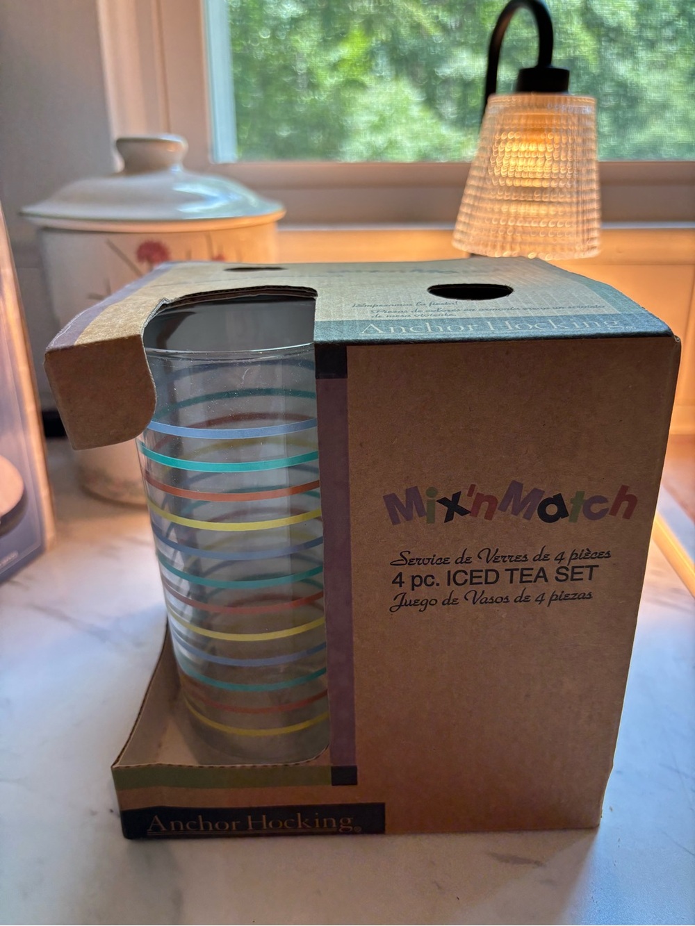 Anchor Hocking Multicolor Striped Iced Tea Glasses